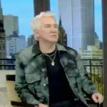 Baz Luhrmann’s green tie dye jacket on Live with Kelly and Mark