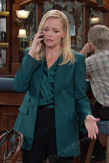Belle's teal green blazer on Days of our Lives