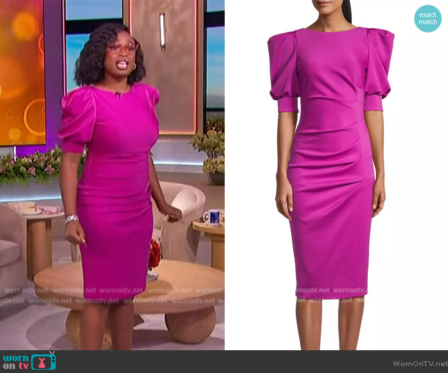 Jennifer’s pink puff sleeve dress on The Jennifer Hudson Show