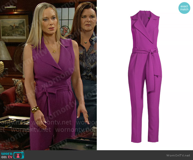 Black Halo Danica Jumpsuit in Purple worn by Donna Logan (Jennifer Gareis) on The Bold and the Beautiful