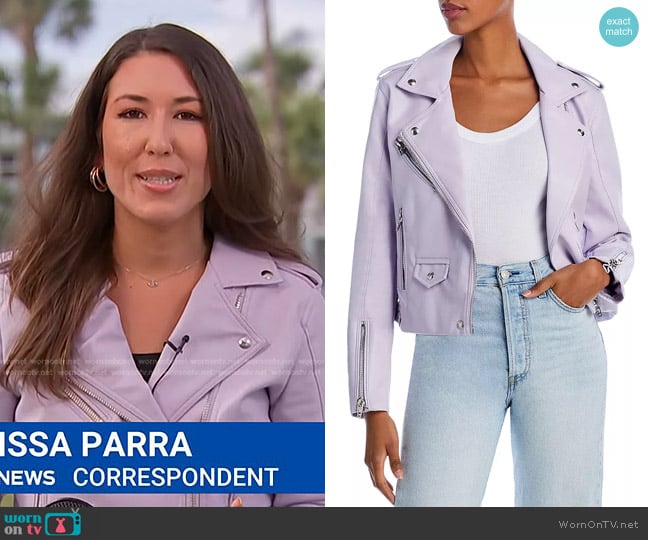 Blank NYC Leather Moto Jacket in Highway Star worn by Marissa Parra on NBC News Daily