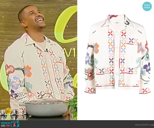 Bode Prisma embroidered shirt worn by JJ Johnson on Live with Kelly and Mark