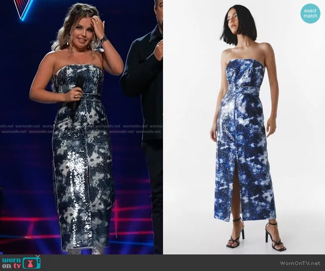 Nasty Gal Premium Sequin Tie Dye Maxi Dress worn by Claudia B on The Voice