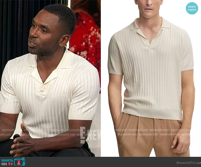 BOSS Ovivo Silk Ribbed Regular Fit Polo worn by Justin Sylvester on E! News