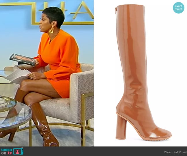 Bottega Veneta Atomic 90MM Leather Knee-High Boots worn by Tamron Hall on Tamron Hall Show