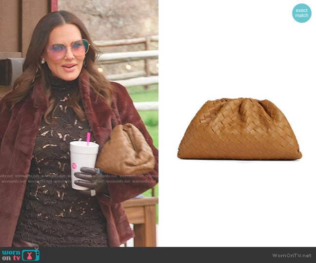 Bottega Veneta Classic Pouch in Caramel worn by Meredith Marks on The Real Housewives of Salt Lake City