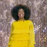 Brandee Younger’s yellow ruffle mini dress on Tamron Hall Show