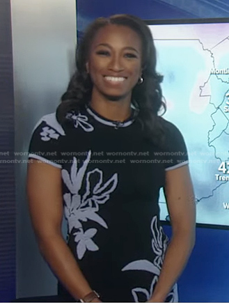 Brittany's black and blue floral knit dress on Good Morning America