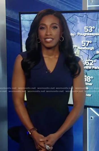 Brittany's blue and black v-neck dress on Good Morning America