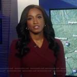 Brittany Bell’s burgundy v-neck dress on Good Morning America