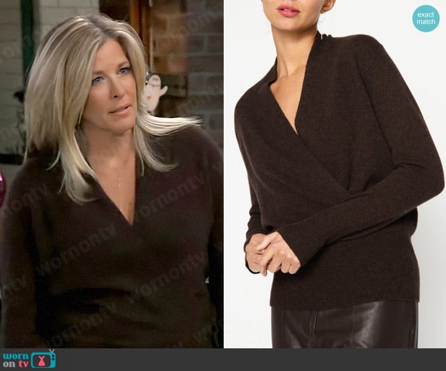 Brochu Walker The Phinneas Wrap in Carob Melange worn by Carly Spencer (Laura Wright) on General Hospital