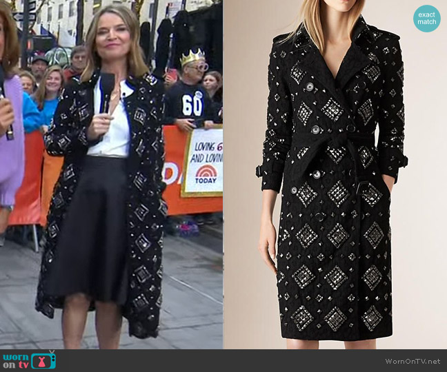 WornOnTV: Savannah’s black embellished coat on Today | Savannah Guthrie ...