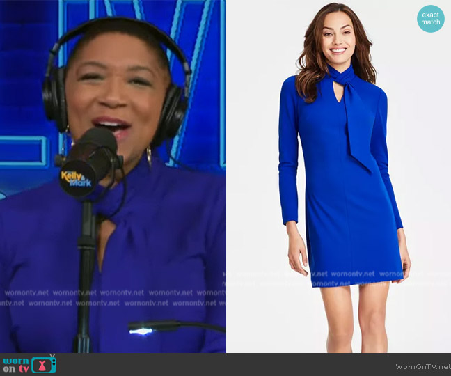 Deja Vu’s blue tie neck dress on Live with Kelly