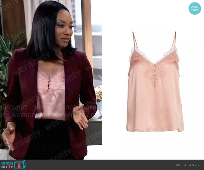 Cami NYC Brian Silk Cami Top in Cameo worn by Jordan Ashford (Tanisha Mariko Harper) on General Hospital