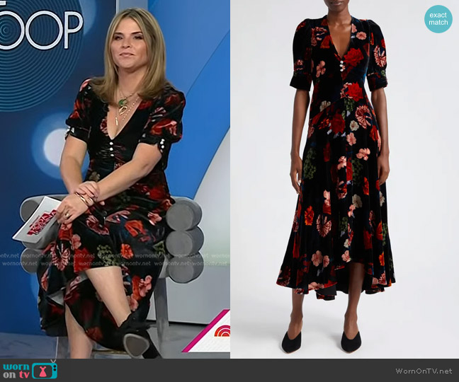 WornOnTV: Jenna’s black floral velvet dress on Today | Jenna Bush Hager ...