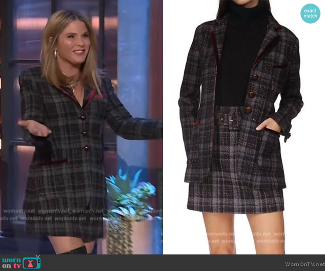 WornOnTV: Jenna Bush’s black plaid jacket and skirt on The Kelly ...