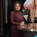 Carolina’s burgundy mesh sheer dress on E! News