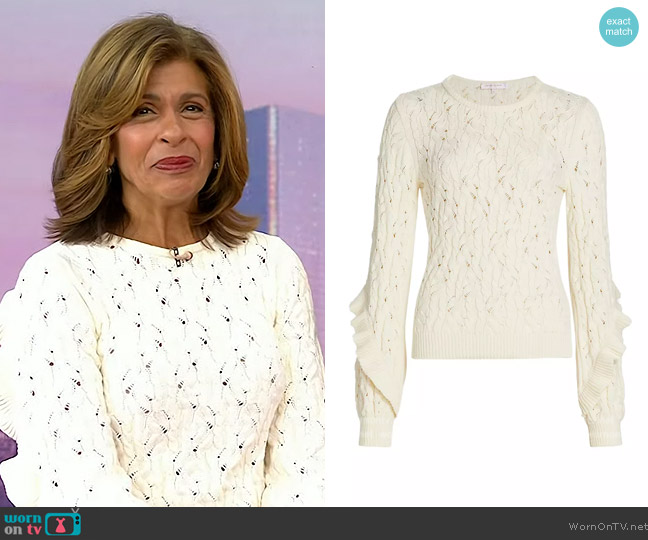 Carolina Herrera Ivory Puff Sleeve Cable Knit Sweater worn by Hoda Kotb on Today