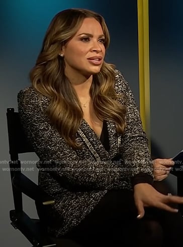 Carolina Bermudez's gray tweed blazer on E! News