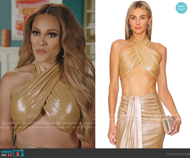 Caroline Constas Leanna Crop Top worn by Ashley Darby on The Real Housewives of Potomac