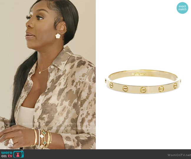 Cartier 18kt yellow gold Love bracelet worn by Wendy Osefo on The Real Housewives of Potomac