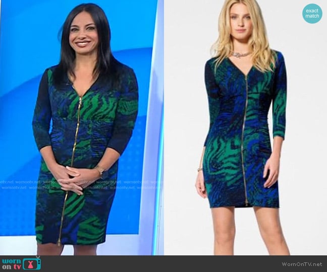 Cache Print Zip Front Dress worn by Dr. Tara Narula on Today