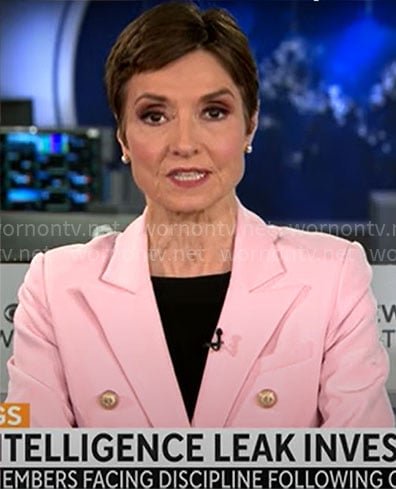 Catherine Herridge’s light pink blazer on CBS Mornings