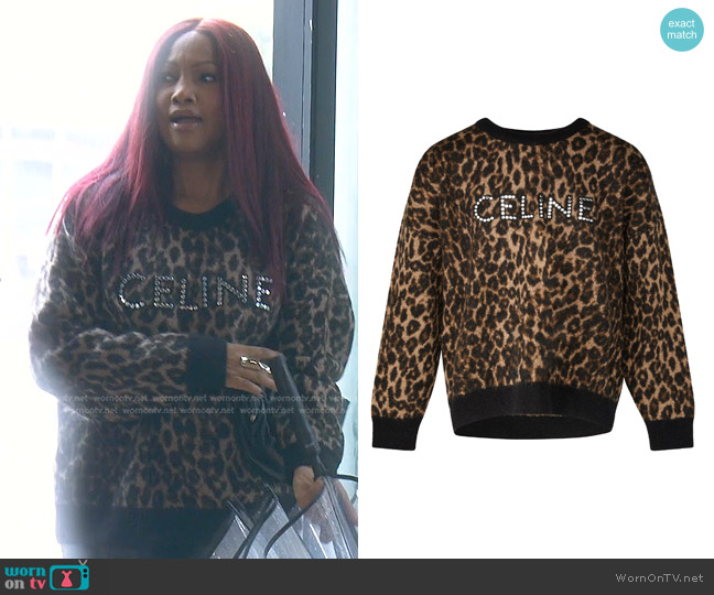 Celine Celine Boxy Sweater With Studs In Mohair worn by Garcelle Beauvais on The Real Housewives of Beverly Hills