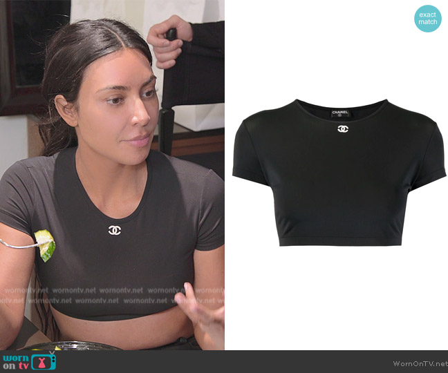 Chanel 1990s CC embroidered cropped top worn by Kim Kardashian (Kim Kardashian) on The Kardashians