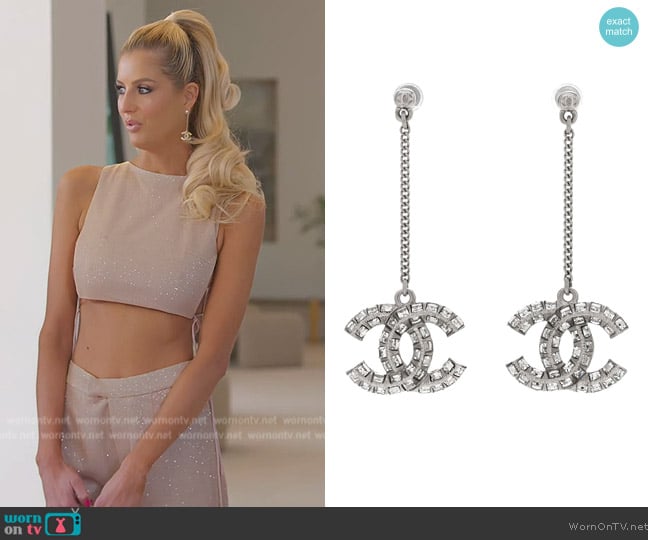 Chanel Baguette Crystal CC Drop Earrings worn by Emma Hernan on Selling Sunset