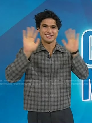 Charles Melton’s grey plaid zip jacket on Today