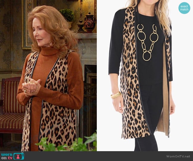 Chicos Animal-Print Cecily Vest worn by Maggie Horton (Suzanne Rogers) on Days of our Lives