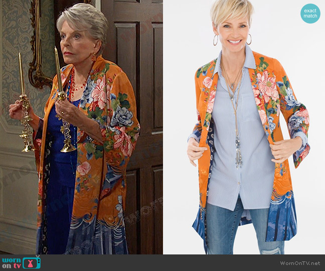 Chicos Drama Printed Kimono worn by Julie Olson Williams (Susan Seaforth Hayes) on Days of our Lives