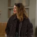 Chloe’s grey leopard print coat on The Young and the Restless