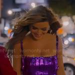 Chrishell’s purple mini party dress on Selling Sunset