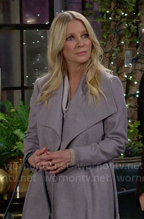 Christine’s long grey coat on The Young and the Restless