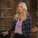 Christine’s navy plaid blazer on The Young and the Restless