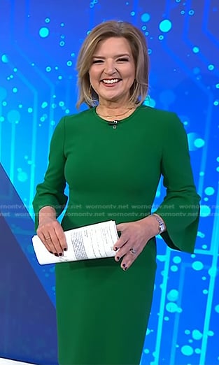 Christine Romans’ green bell sleeve dress on Today