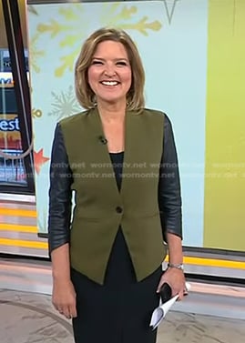 Christine Romans's green leather sleeve blazer on Today