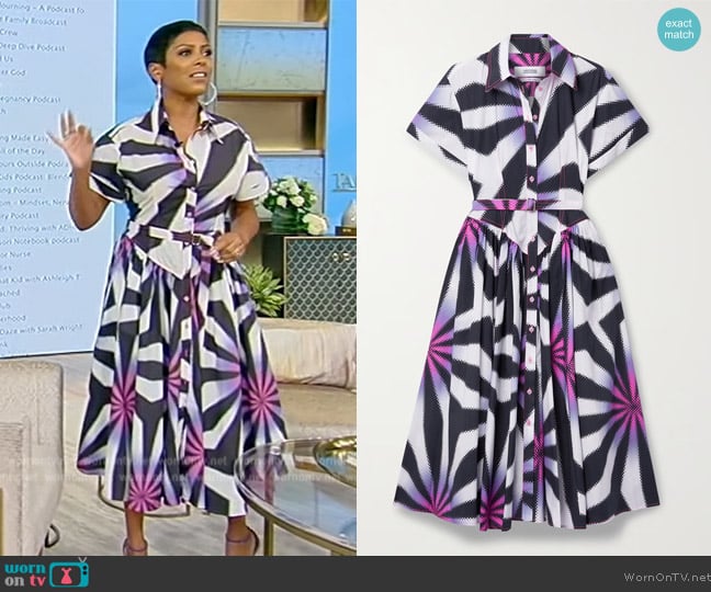 Christopher John Rogers Graphic-print cotton shirtdress worn by Tamron Hall on Tamron Hall Show