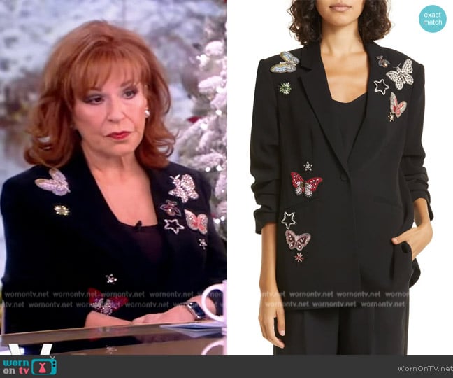 Cinq a Sept Beaded Butterfly Blazer worn by Joy Behar on The View