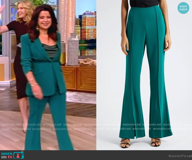 Cinq a Sept Billie Split Hem Flare Trousers worn by Ana Navarro on The View