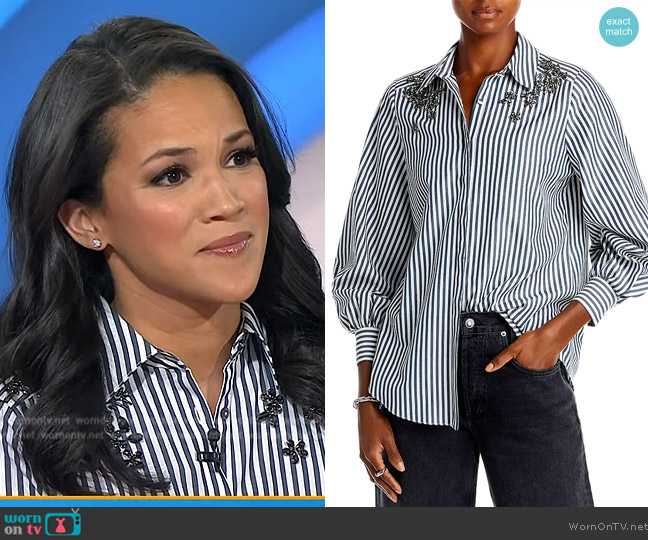 Cinq a Sept Crystal Ivy Tianna Shirt worn by Laura Jarrett on Today