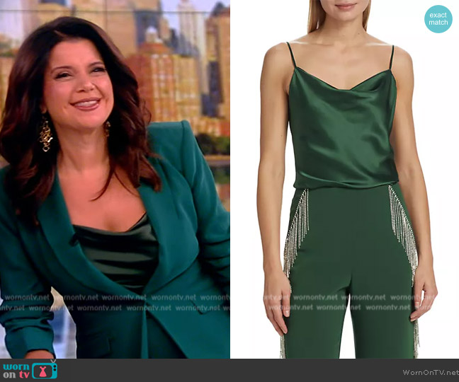 Cinq a Sept Marta Silk Cowlneck Cami Top worn by Ana Navarro on The View