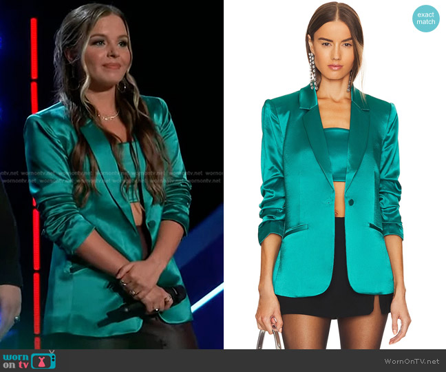 Cinq a Sept Satin Nikki Top and Kylie Blazer worn by Claudia B. on The Voice