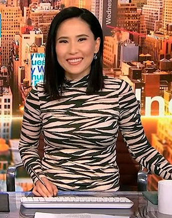 Vicky's animal print mock neck top on NBC News Daily