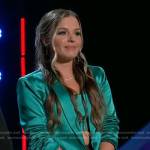 Claudia B’s green cropped top and blazer on The Voice