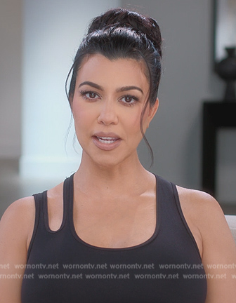Kourtney's black cutout confessional top on The Kardashians