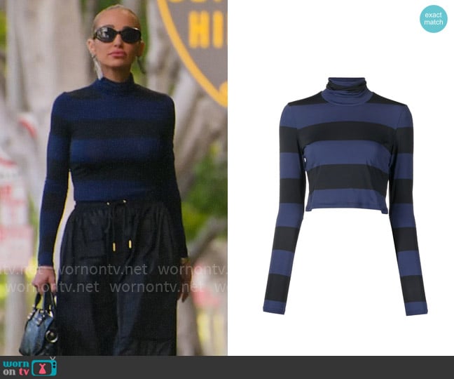 Cynthia Rowley Cropped Striped Turtleneck worn by Mary Fitzgerald on Selling Sunset