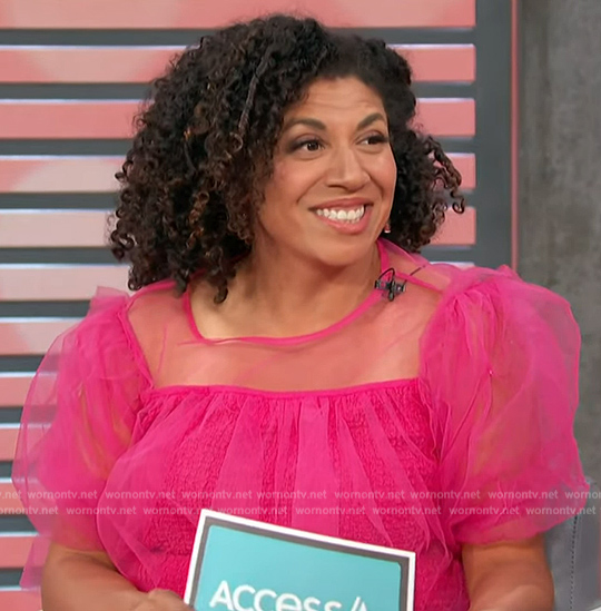 Damona Hoffman's pink tulle top on Access Hollywood